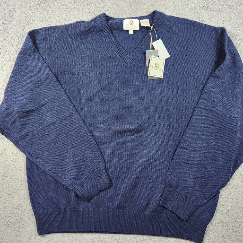 Viyella V-Neck Sweater Mens size XL Merino Wool Zegna Baruffa Italian Yarn